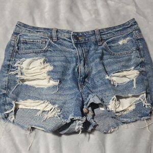 American Eagle Outfitters Blue Distressed Jean Shorts